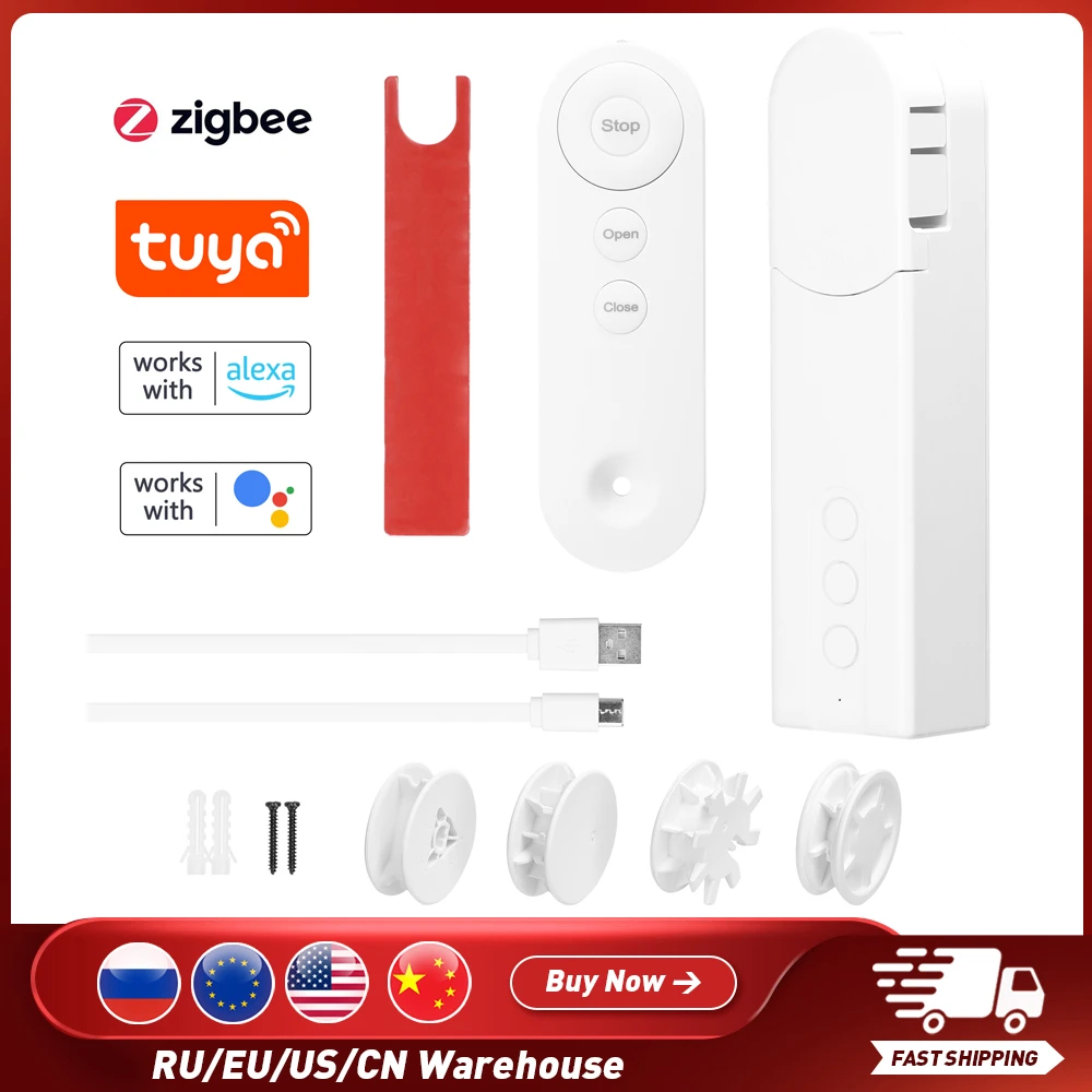 Tuya WiFi/BT/ZIGBEE Pull Bead Curtain Motor Electric Roller Blind Driver Automatic Opener No
