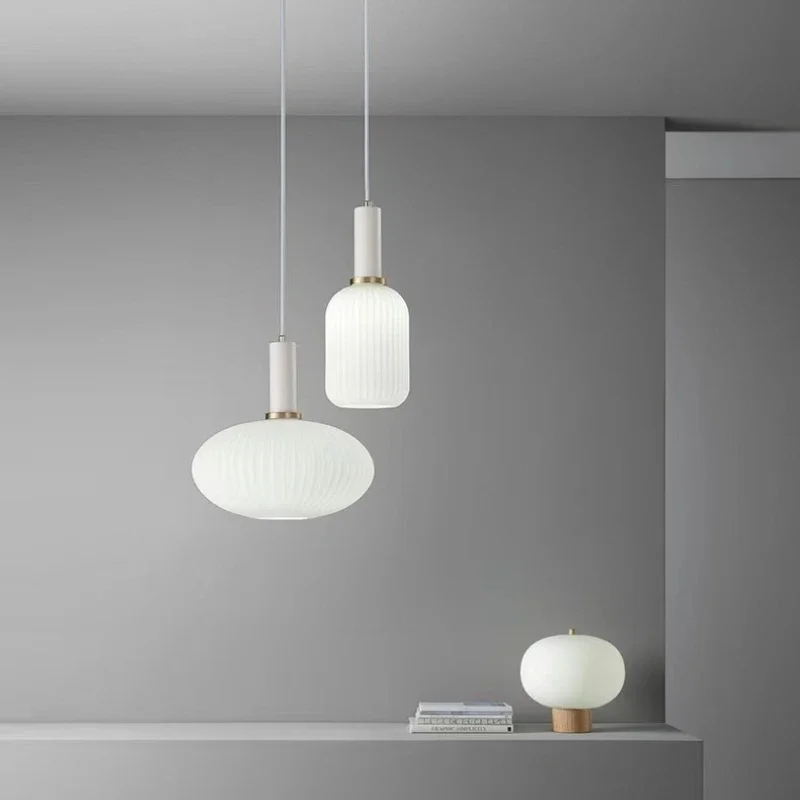 Nordic Modern Restaurant Pendant Lamp Bedroom Bedside Light Restaurant Kitchen Simple Colorfull  Glass Lighting Hanging Creative