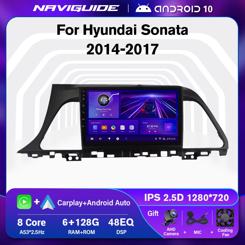 Naviguide 8g + 128g android 10 2 din para hyundai sonata 7 lf 9 2014