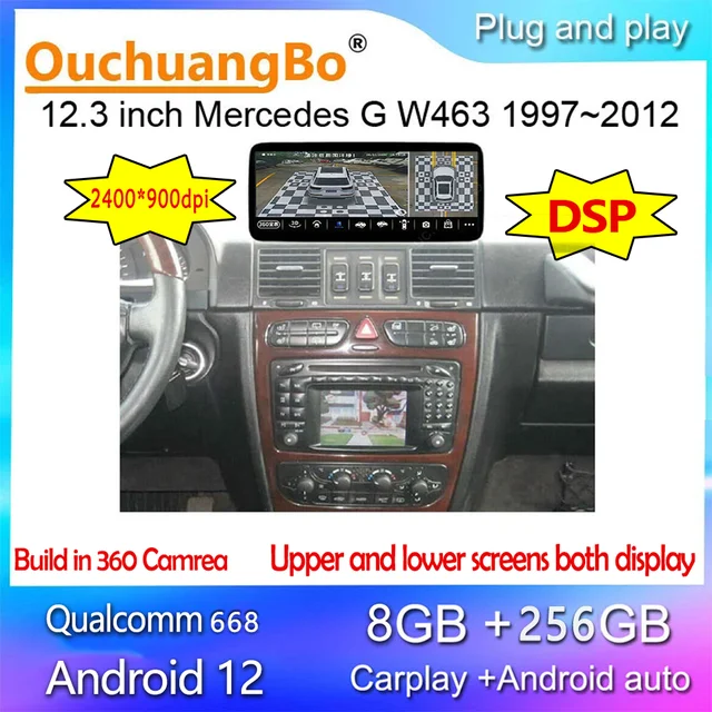 Ouchuangbo Autoradio GPS für 12,3 Zoll Benz G W463 G400 G463 G63 G500 G320  G550 W461 Android 12 256GB Stereo Multimedia 2400*900 - AliExpress