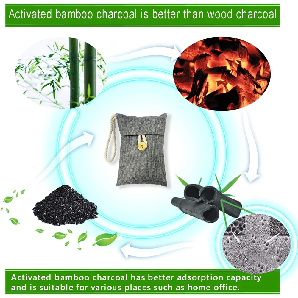 Bamboo Charcoal Air Purifying Bags 2x200g Nature Fresh Air Purifier Bags Reusable Odor Absorber Moisture Absorber for Car Closet