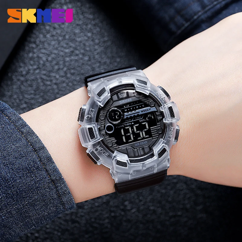 SKMEI 2Time Digital Watch for Man Luxury Countdown Stopwatch Led Light Fashion Outdoor Sports Mens Wrist Watches Waterproof