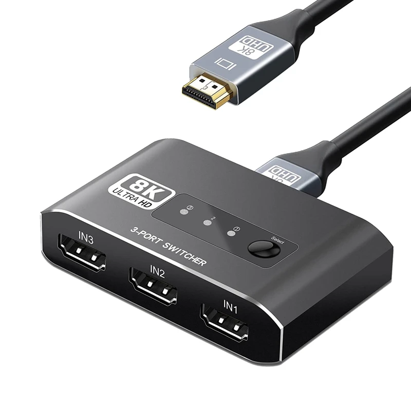 

3-в-1 выход HDMI-совместимый переключатель поддерживает 4K @ 120 Гц HD HDMI-совместимый переключатель для игровых консолей