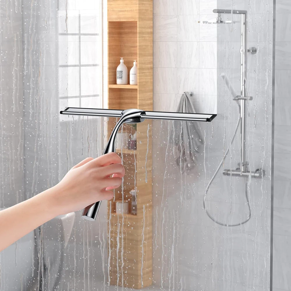 Matte Black Silicone Streak-Free Shower Squeegee