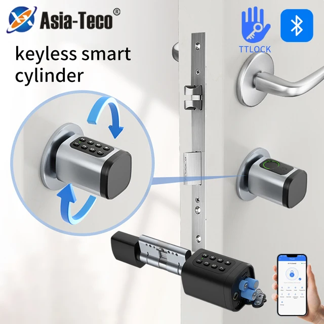 TTlock/Tuya App Smart Cylinder Lock Mortise App G2 Gateway Mechanical Key And USB Emergency Power Fingerprint Pin code Keyless