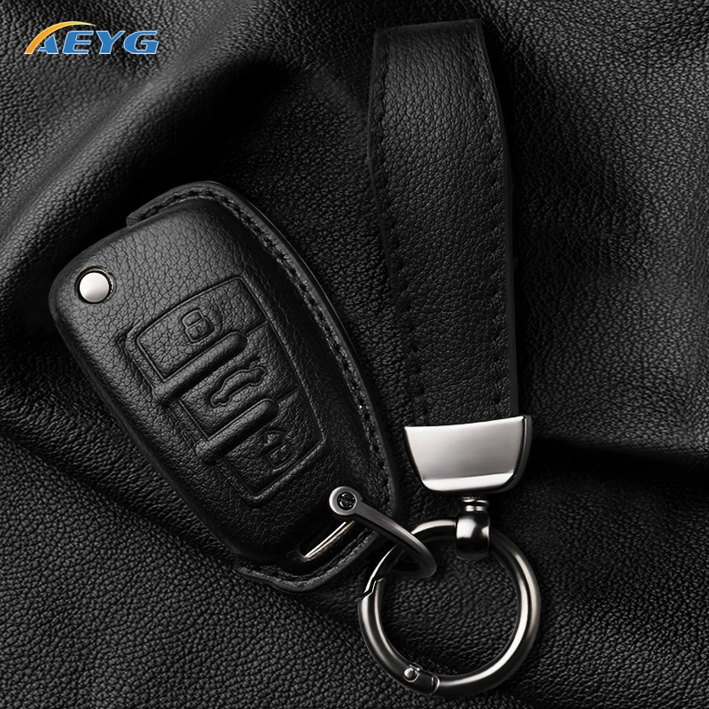 Premium Leather Car Key Case Cover with Key Chain Holder