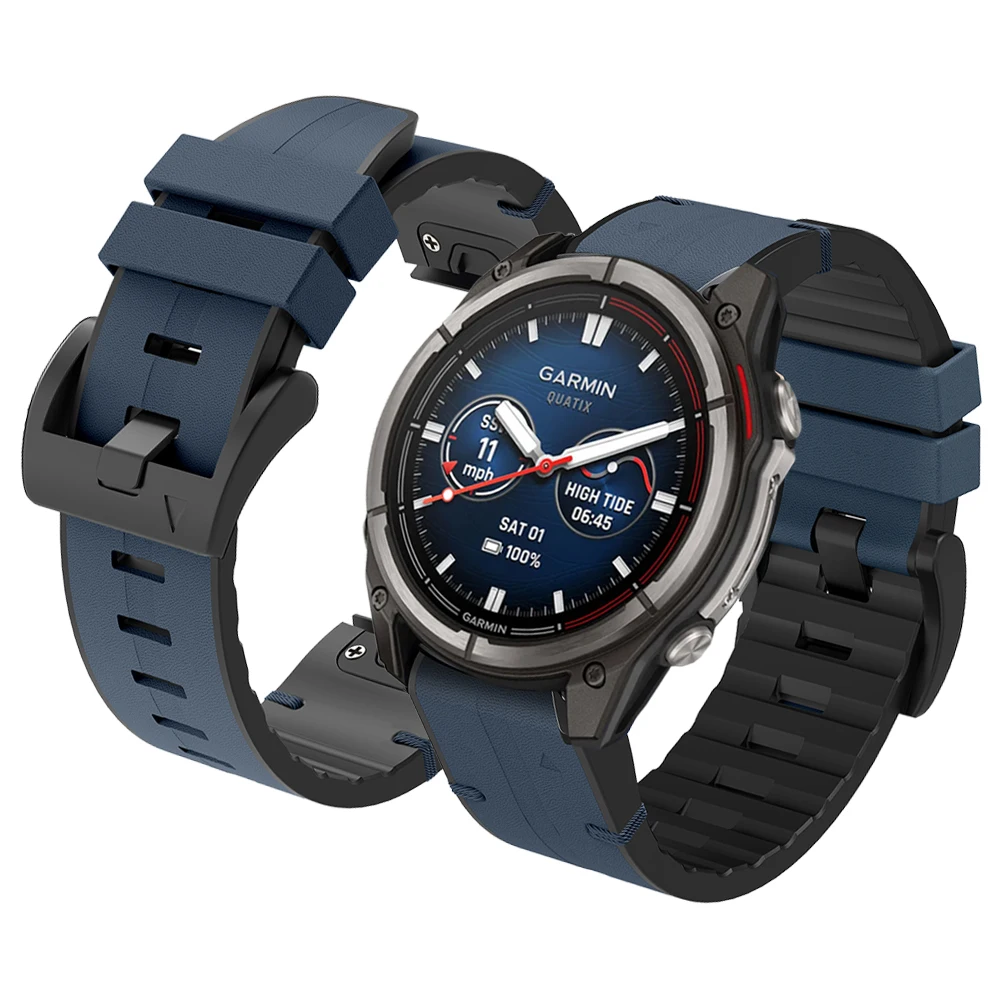 Enhanced Leather Silicone QuickFit Watch Band Strap (26mm/22mm)