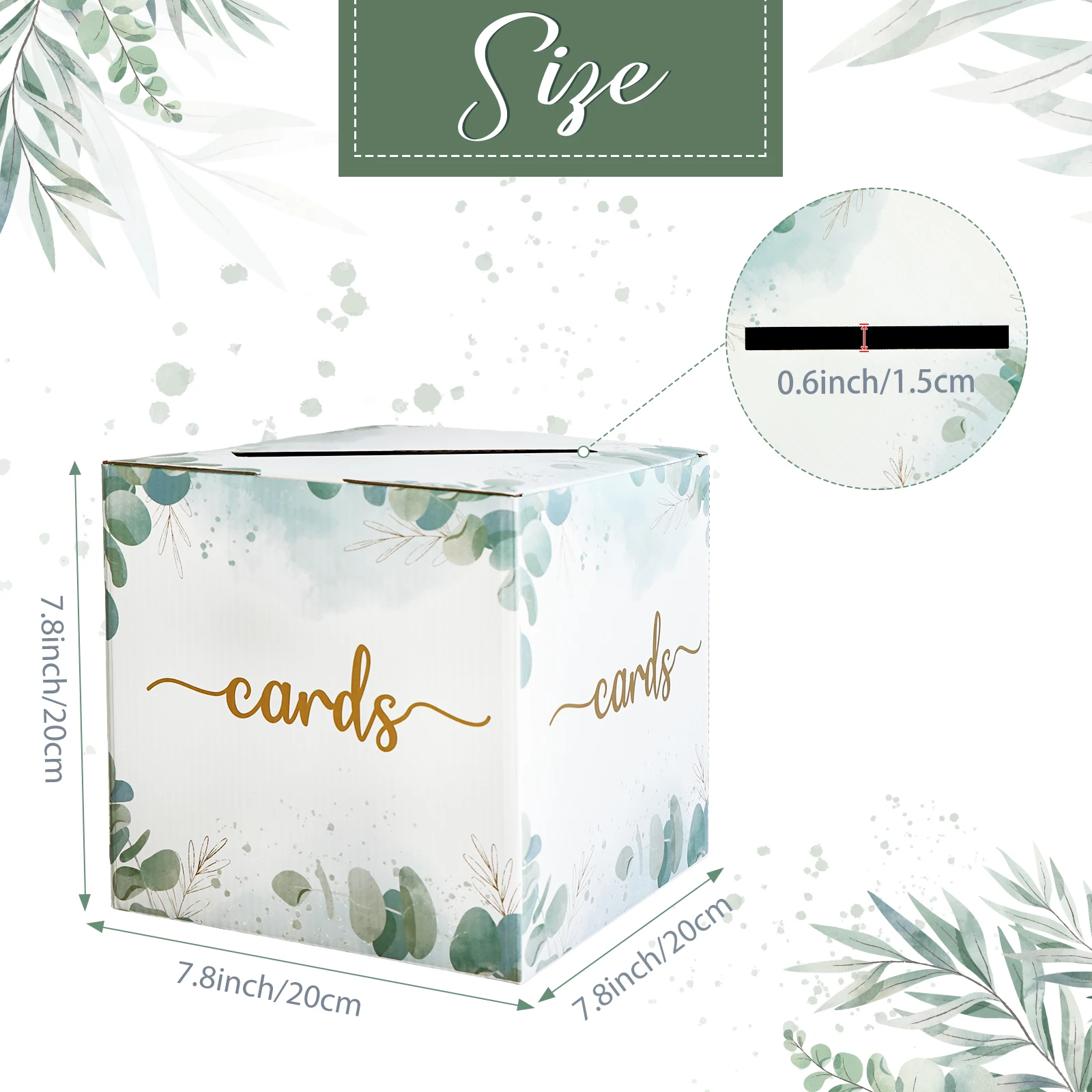Wedding card box paper eucalyptus novel style portable suitable for weddings event decorations etc storage of event money acrylic card box