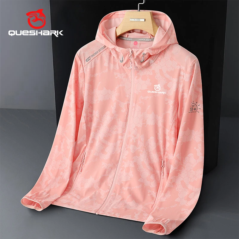 

Queshark Reflective Women Quick Dry Ultrathin Ultralight UV UPF50+ Sunscreen Running Jacket Camouflage Protective Skin Coat