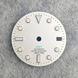 Matte Black Watch Dial with Multicolor GMT Text and Elegant Edge Finish - 28.5MM (GMT Green)