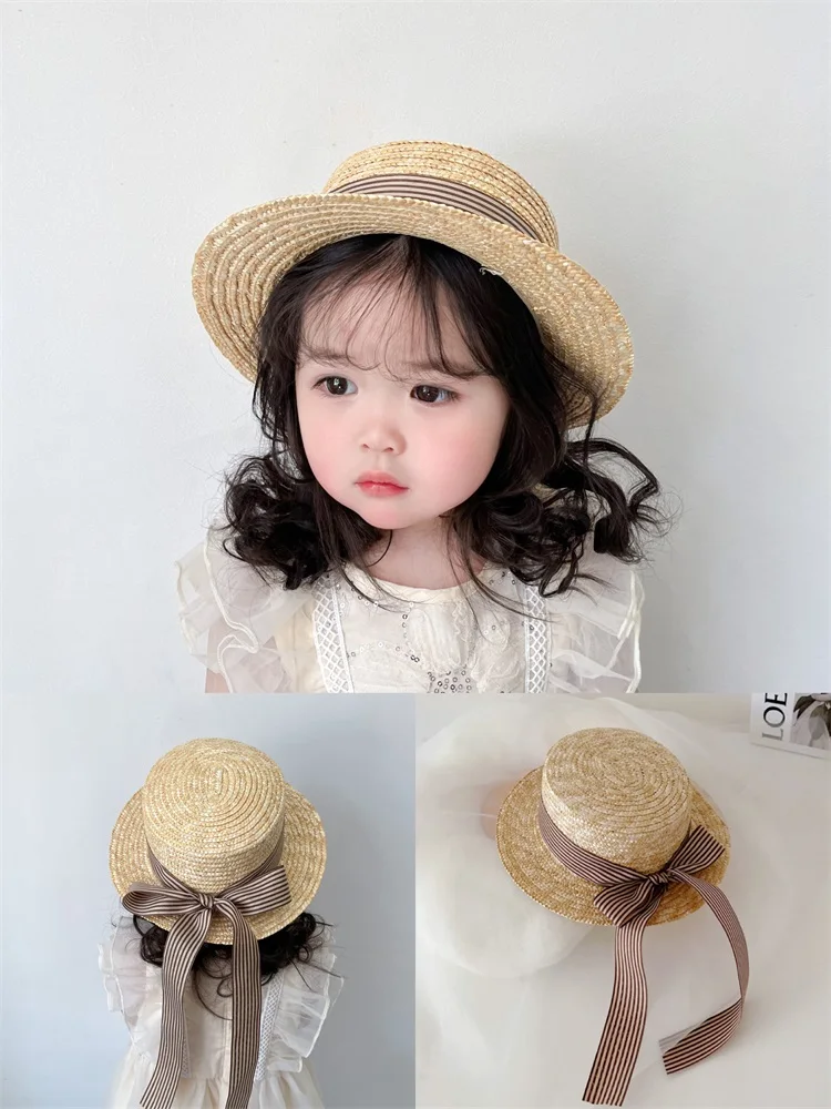 Summer Kids Straw Hat Children Panama Large Brim Sombrero Hat Beach