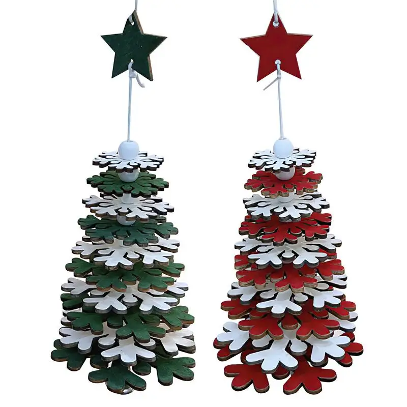 

Christmas Wooden Pendant Snowflake Christmas Tree Hanging ornaments Christmas Snowflakes Navidad Decoration DIY Craft for home