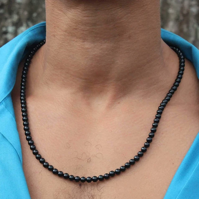 Mens Beaded Necklace Black Onyx Necklace Hamsa necklace Hematite Necklace  Mens black necklace