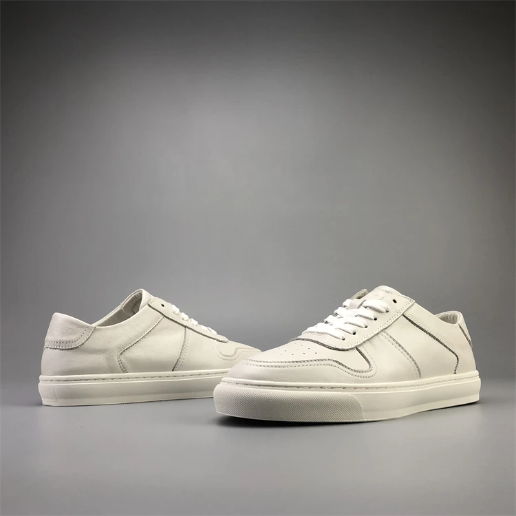 Top Quality Genuine Leather Men's White Shoes Retro Leisure Size 38-44