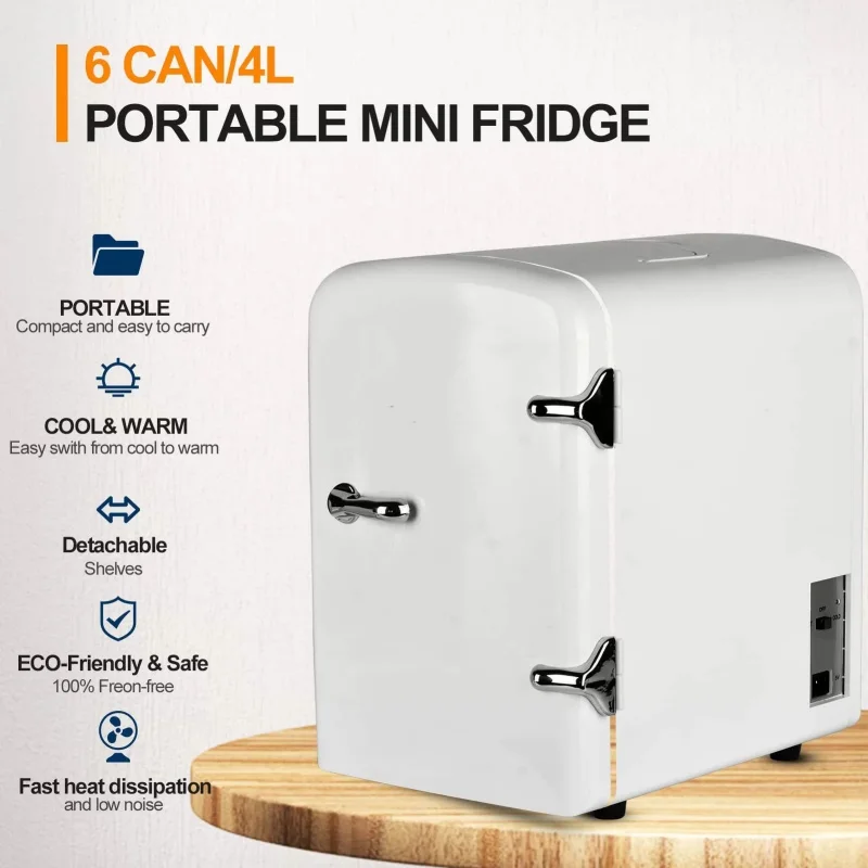 Mini Portable Fridge, USB Charging, Capacity 4L, Suitable for Cosmetics, Car, Kitchen, Home, Picnic, Camping, Keep Fresh