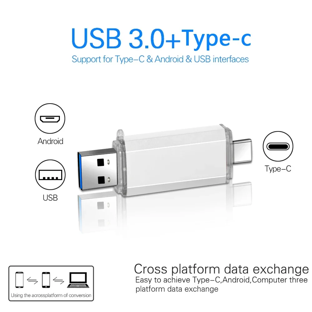 USB Flash Drive Flash Drive Type C Pendrive Metal OTG 3.0 USB flash drive Pen Drive 8GB 16GB 32GB 64GB 128GB for Type-C device pen drive Gifts