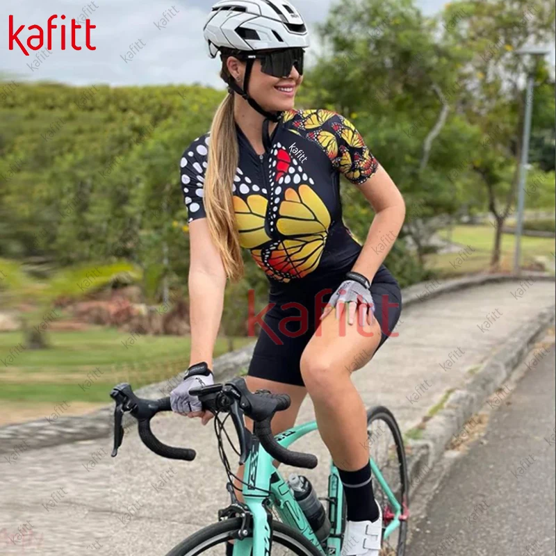 Kafitt Women's Cycling Jersey Summer UV Resistant Stretch Quick Dry Mountain Bike Jersey One Piece Overall Shirt Jumpsuit 5