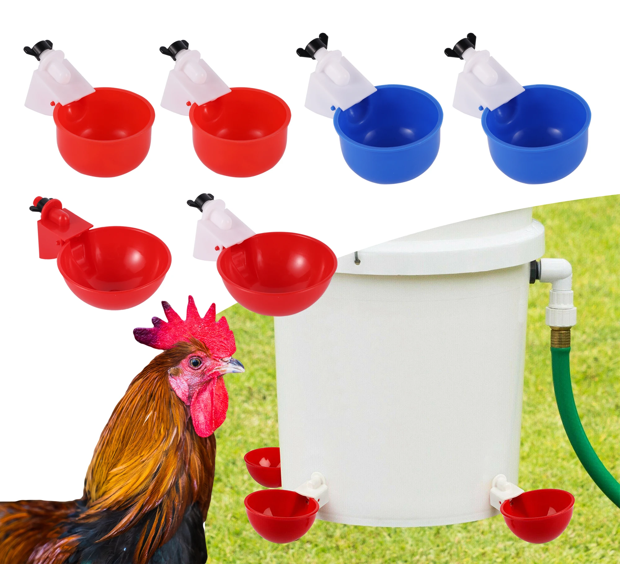 

50Pcs Automatic Chicken Water Cup Quail Nipple Waterer Bowl Farm Coop Poultry Drinking Water Feeder for Chicks Duck Goose Turkey