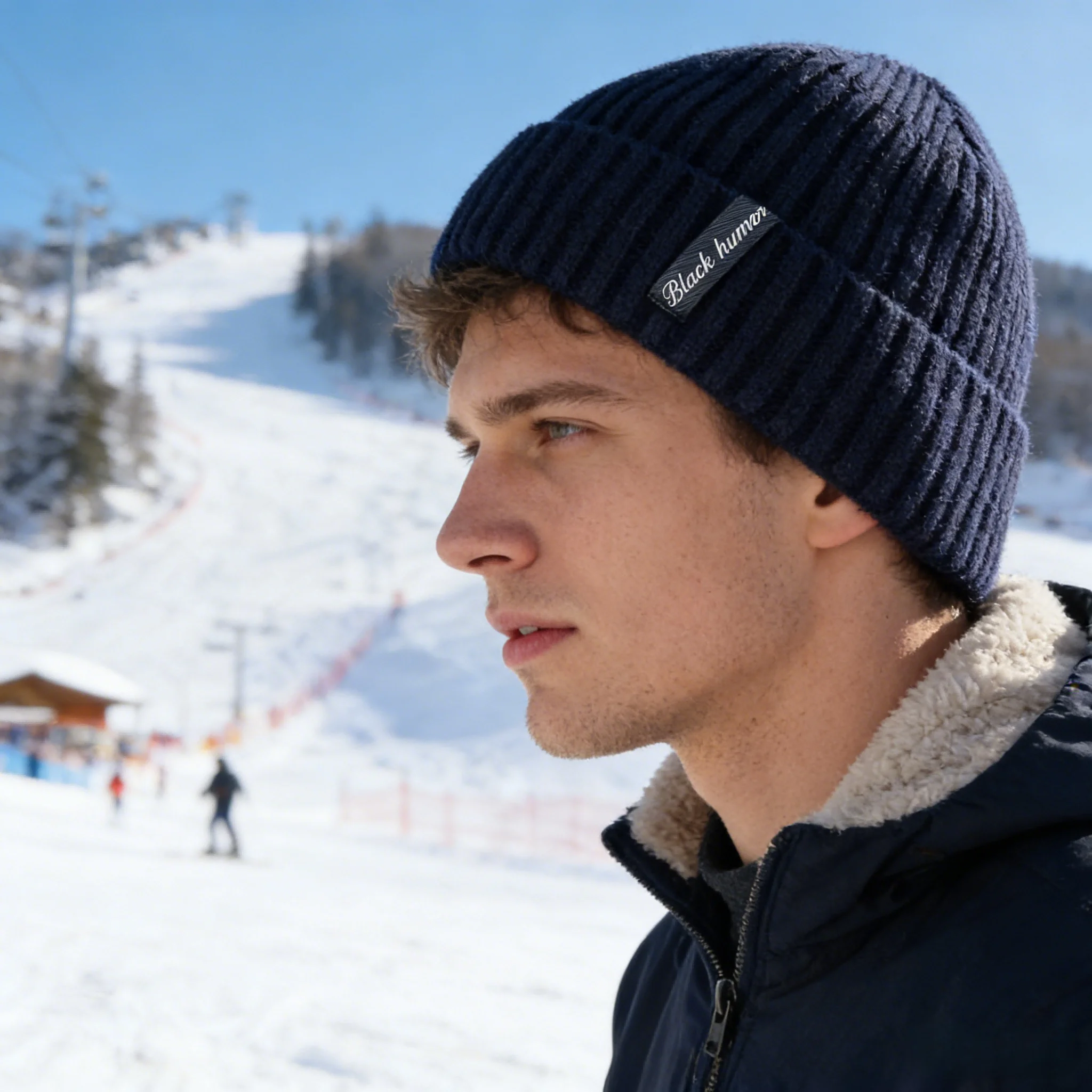 Neue Unisex Brief Warme Winter Hüte Stilvolle Hinzufügen Pelz Gefüttert Weiche Beanie Cap Dicke Winter Gestrickte Hüte Für Männer & frauen Dropshipping – Detail 9