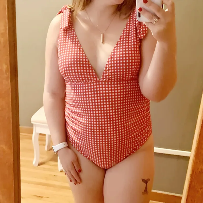 Maternity Swimsuits One Piece Pregnancy Swimwear Suit V-Neck Knotted Shoulder Straps Bathing Suit