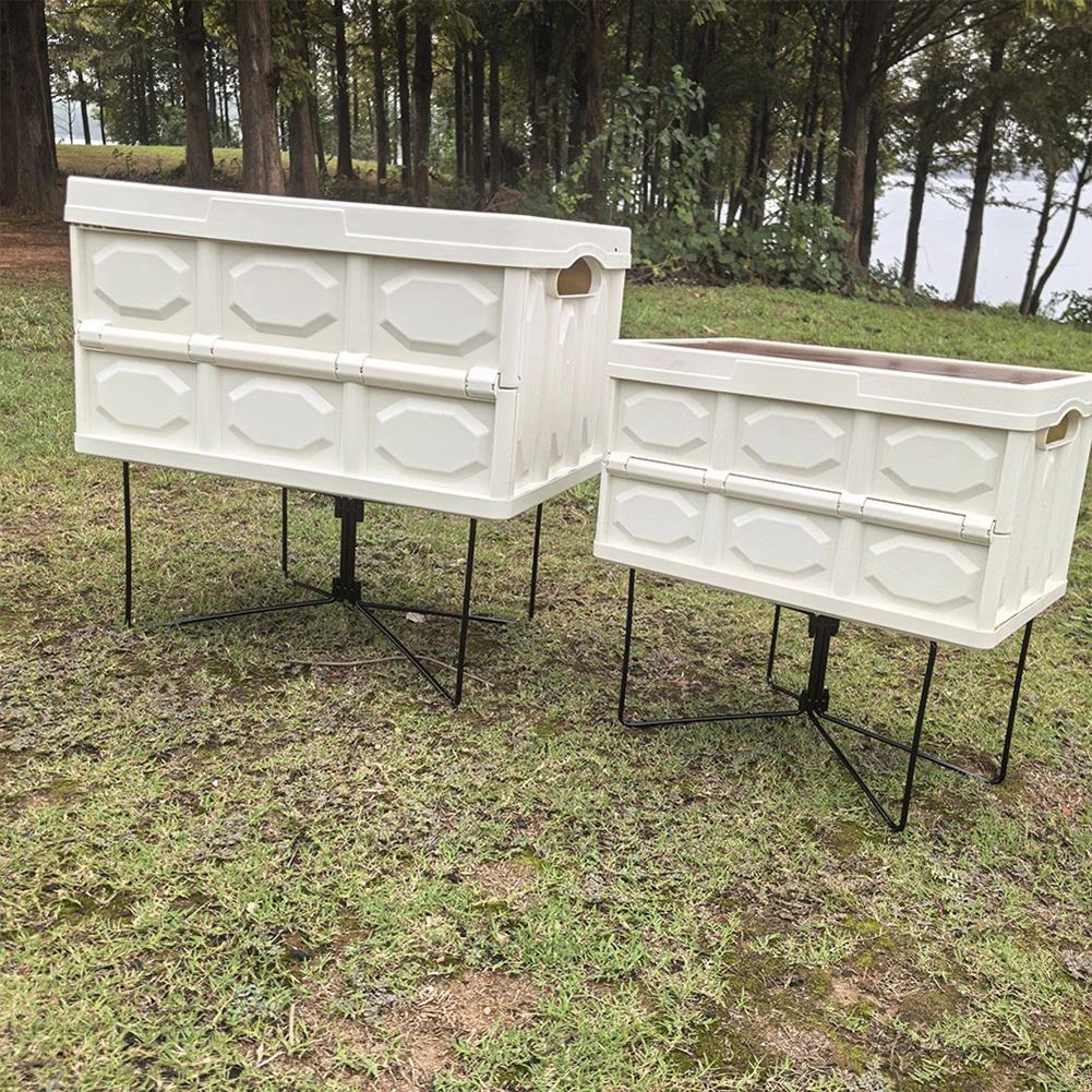 1/2PCS Camping Folding Cooler Box Stand Metal Container Holder Shelf Outdoor Camping Travel Picnic Foldable Storage Case Shelves