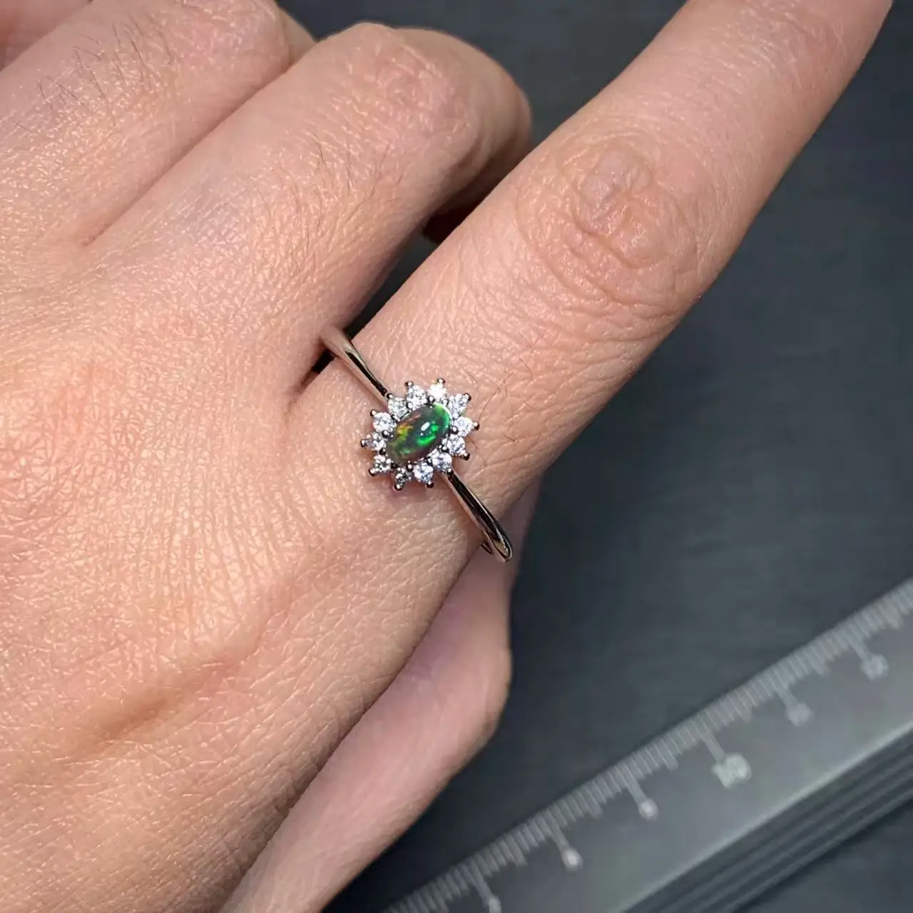 Authentic SMALL 5*3MM Natural Black Opal Ring for Daily Wear Female Stone Jewelry Gift Wholesale High Quality Vintage Fine