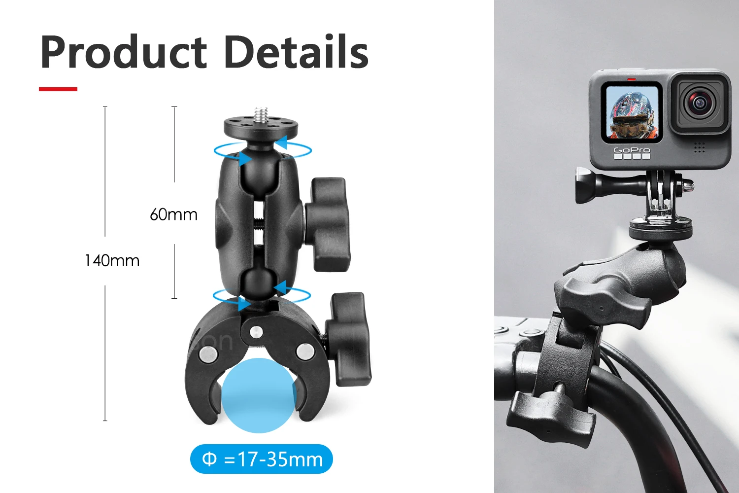 vamson acessórios da motocicleta kit de montagem para um rs para gopro hero incluindo liga alumínio braço extensão
