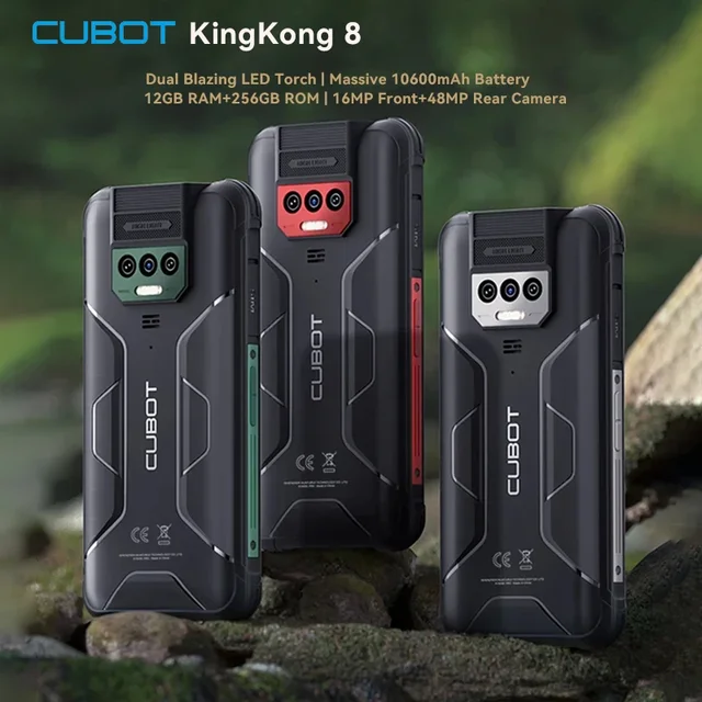 Cubot KingKong 8 Smartphone , 6 Go de RAM, 256 Go de ROM, batterie Dean 10600mAh, lampe torche LED, caméra arrière 48MP, NDavid, empreintes digitales, téléphone portable pour touristes 1