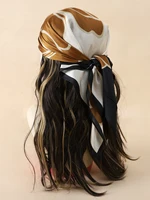 Luxury Brand 2023 Silk Square Scarf Women Cat Neck Hair Tie Band Beach Hijab Kerchief Head Headbands Bandana Female Foulard 70cm 2
