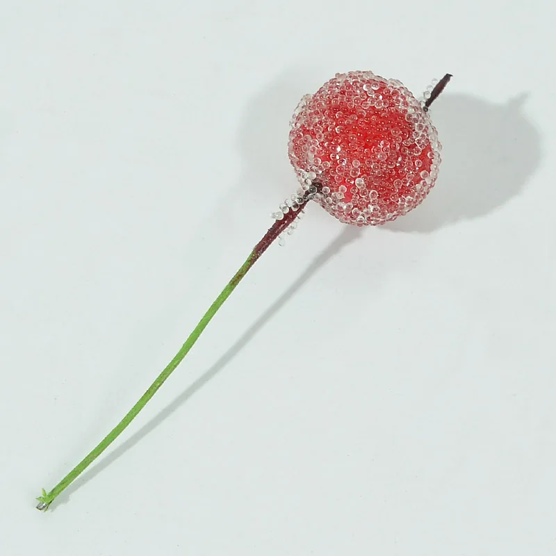 10pcs 2cm Mini Artificial Fruit Glass Berries Apple Pomegranate Bouquet Stamen Christmas Decorative Scrapbooking Gift Box Craft artificial fruits and vegetables