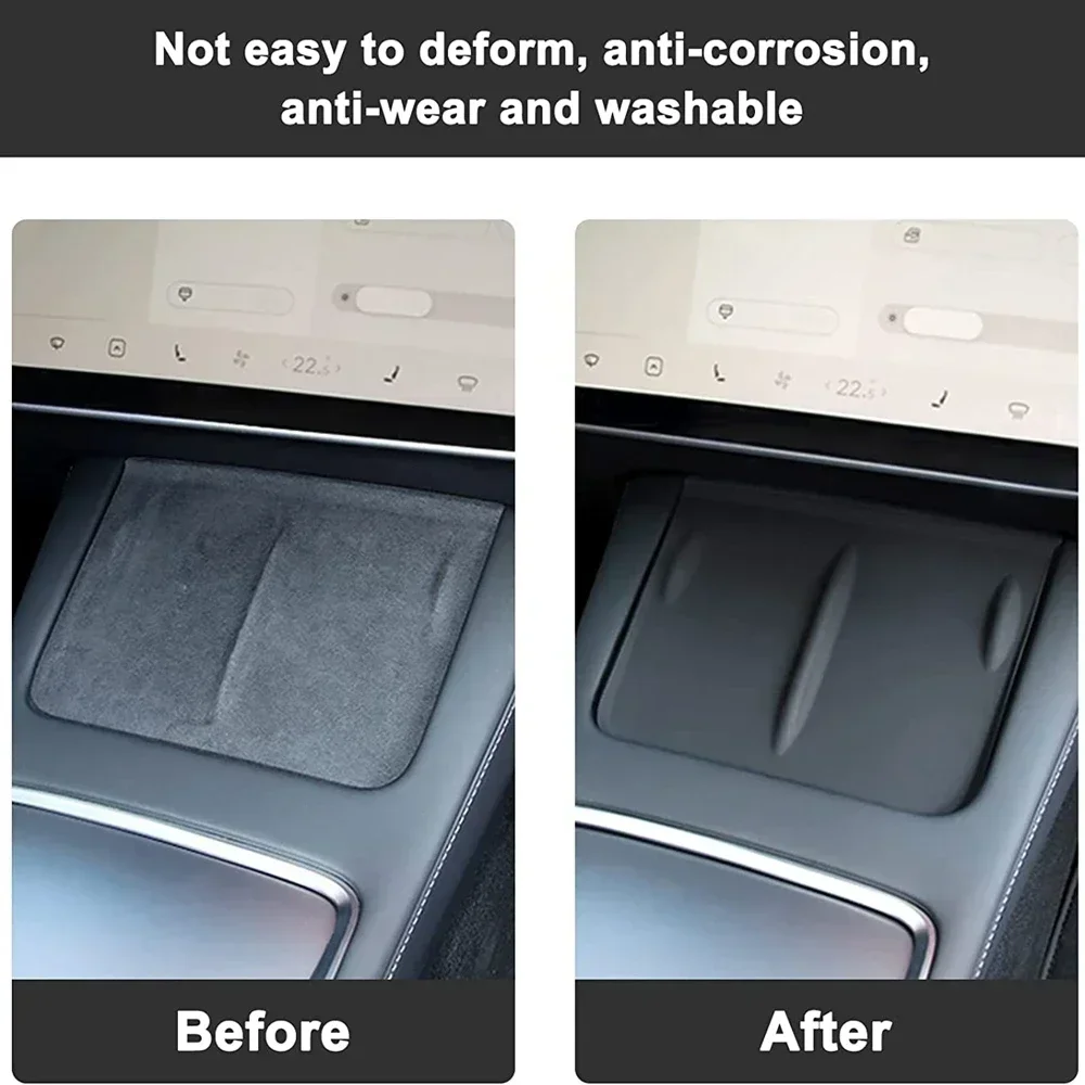 Wireless Charging Silicone Pad For Tesla Model 3 2024 Highland Center Control Storage Box Armrest Non-slip Mat Phone Holder Pads