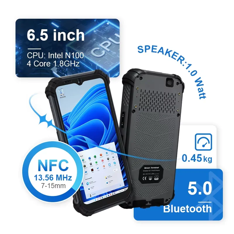 휴대용 6.5인치 터치스크린 모바일 윈도우 11 컴퓨터 PDA 견고한 데이터 수집기 4G 포켓 NFC QR 바코드 스캐너