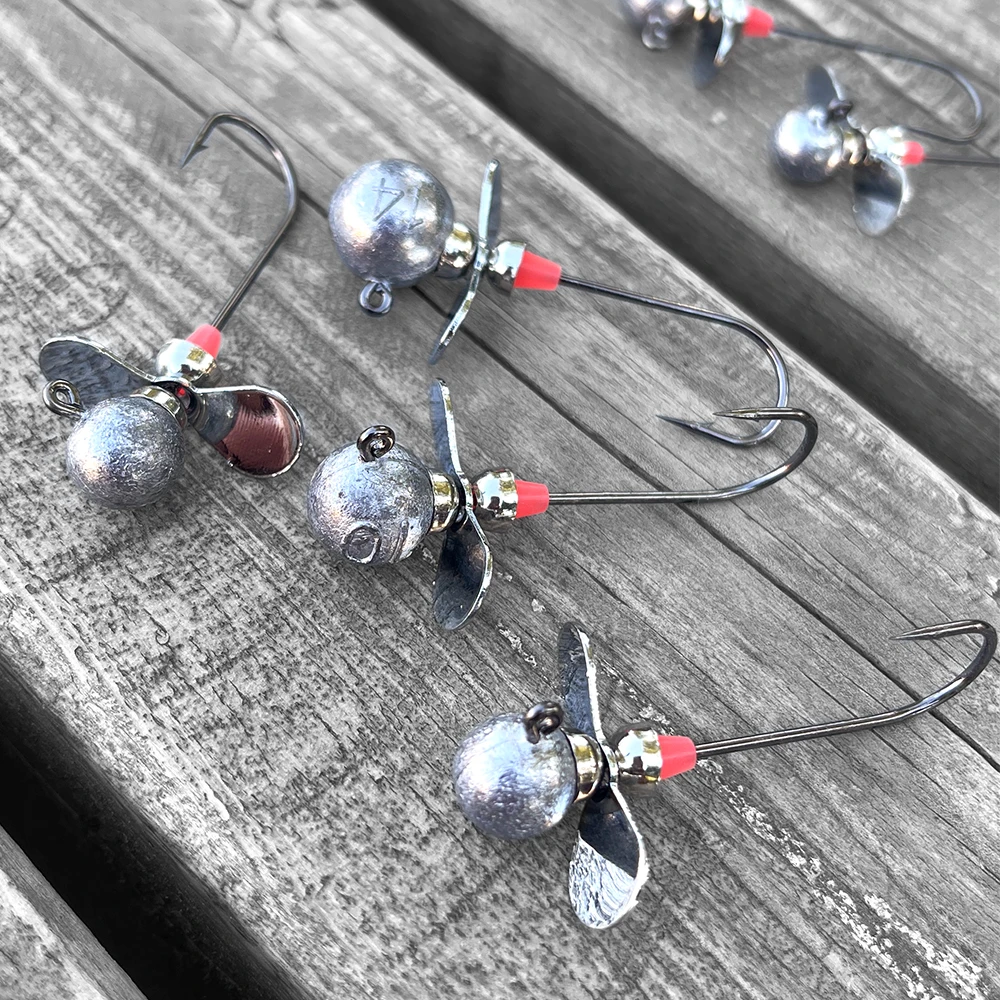 Spinpoler 釣りジグヘッドプロペララウンドボール釣り針クラッピー