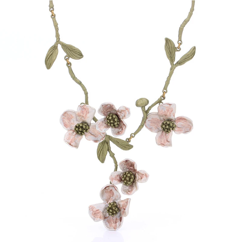 

European and American spring and summer trends, fashionable, fresh and natural, forest niche azalea necklace