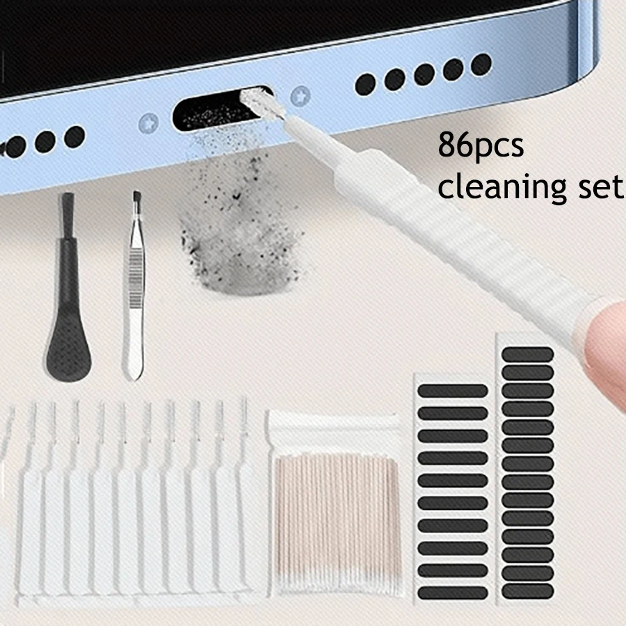 86Pcs/1Set Universal Mobile Phone Cleaning Brush Speaker Port Dust Mesh Dust Removal Cleaner Tool Kit for iPhone Samsung Xiaomi phone cleaning kit