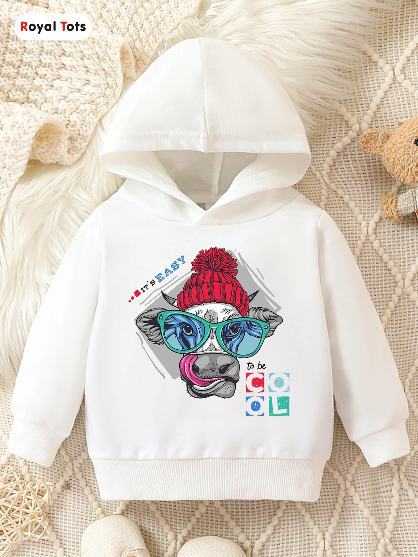 Autumn And Winter Baby Boy Round Neck Long Sleeved Casual Cute Cartoon Hoodie Suitable For Ages 1-2