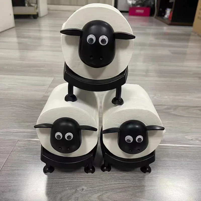 1-3 Pcs Sheep Toilet Roll Holder Funny Toilet Free Standing Bathroom Black Sheep Loo Roll Holder Hilarious Tissue Storage Decor
