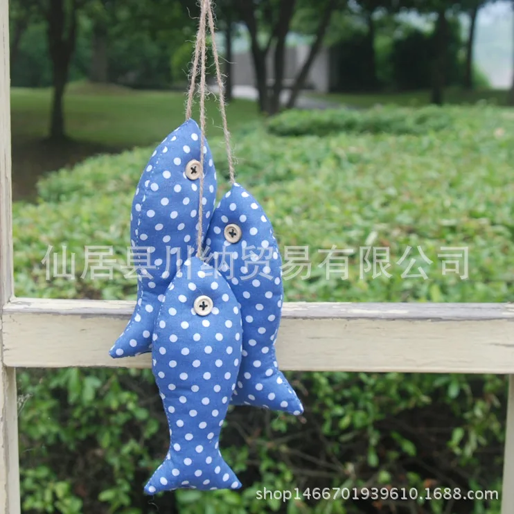 Mediterranean Style Fabric Fish Skewers Cute Mini Fish Pendant Hanging Decoration Home Accessories Crafts Fairy Garden Ornaments 4