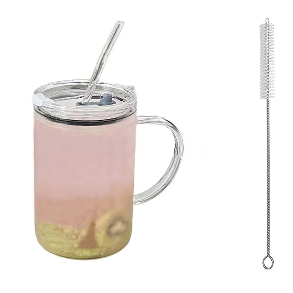 1L Glass Tumbler with Lid and Straw - Versatile Glass Cup