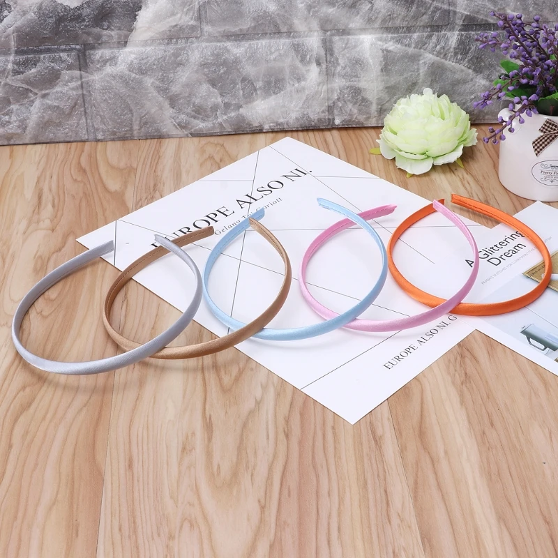 

Q0KB 10 шт., обручи для девочек, атласная лента для волос, однотонное платье для волос, детская повязка на голову, аксессуары