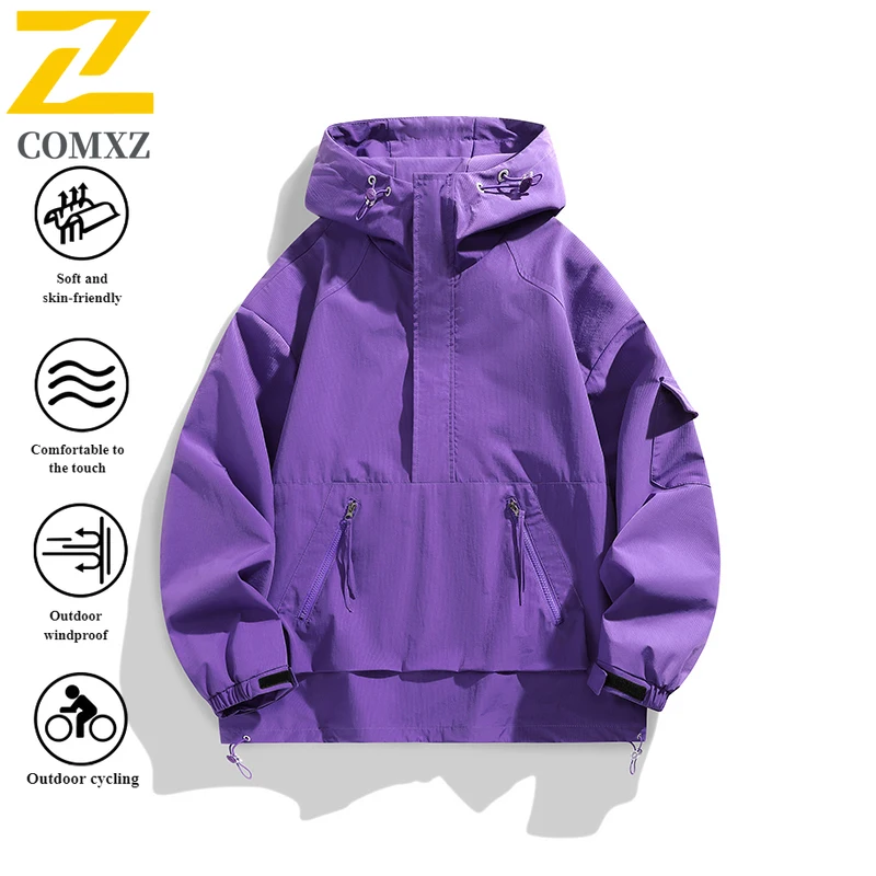 EiAO Flight Jacket Couple's Water-Resistant Windproof Breathable Workwear Coat for Outdoor Daily Wear Hooded Spring Jackets 2025