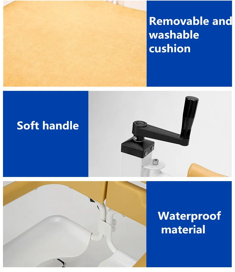 Adjustable portable toilet shower chairs commode chair with toot pedal and wheels 3