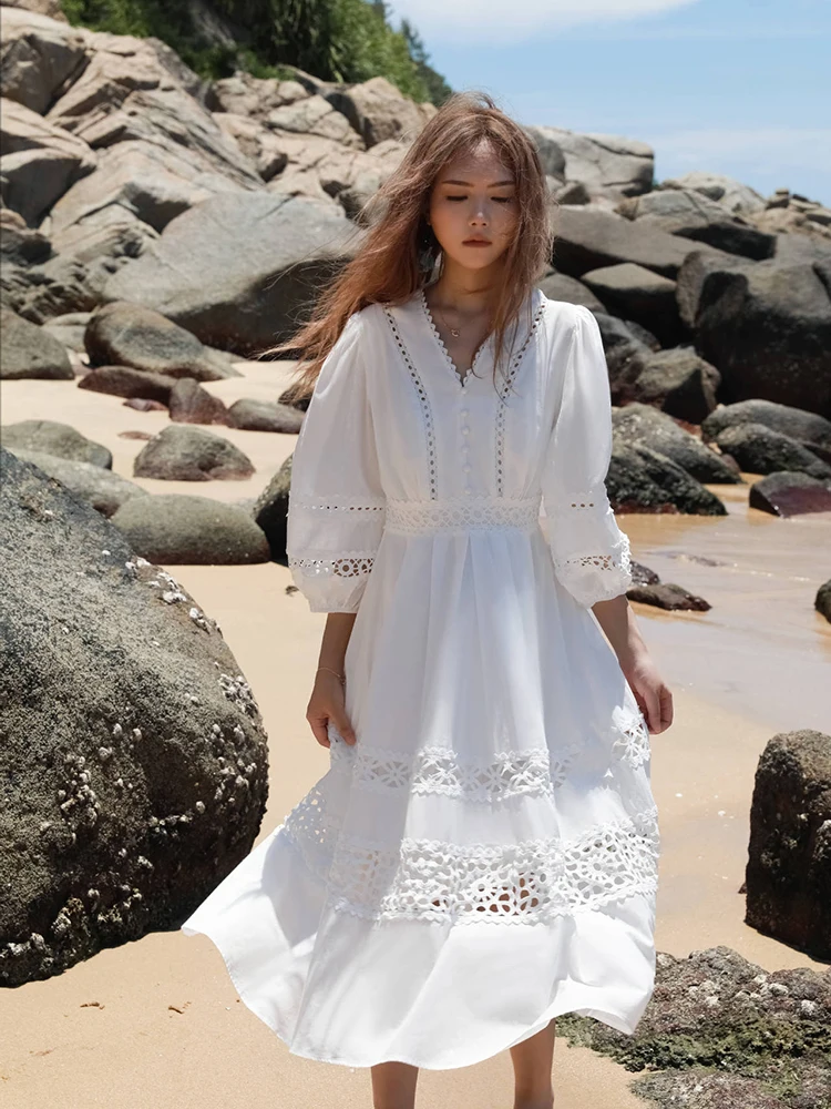 Bohemian Romantische Lange Witte Jurken Off-shoulder Maxi Jurk