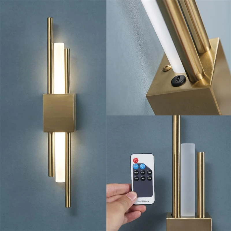Modern Acrylic Pipe Wall Lamps Living Room Bedroom Hallway Wall Sconce Lights LED Charging Remote Control Iron Art Lighting led light led wall lamp wall light