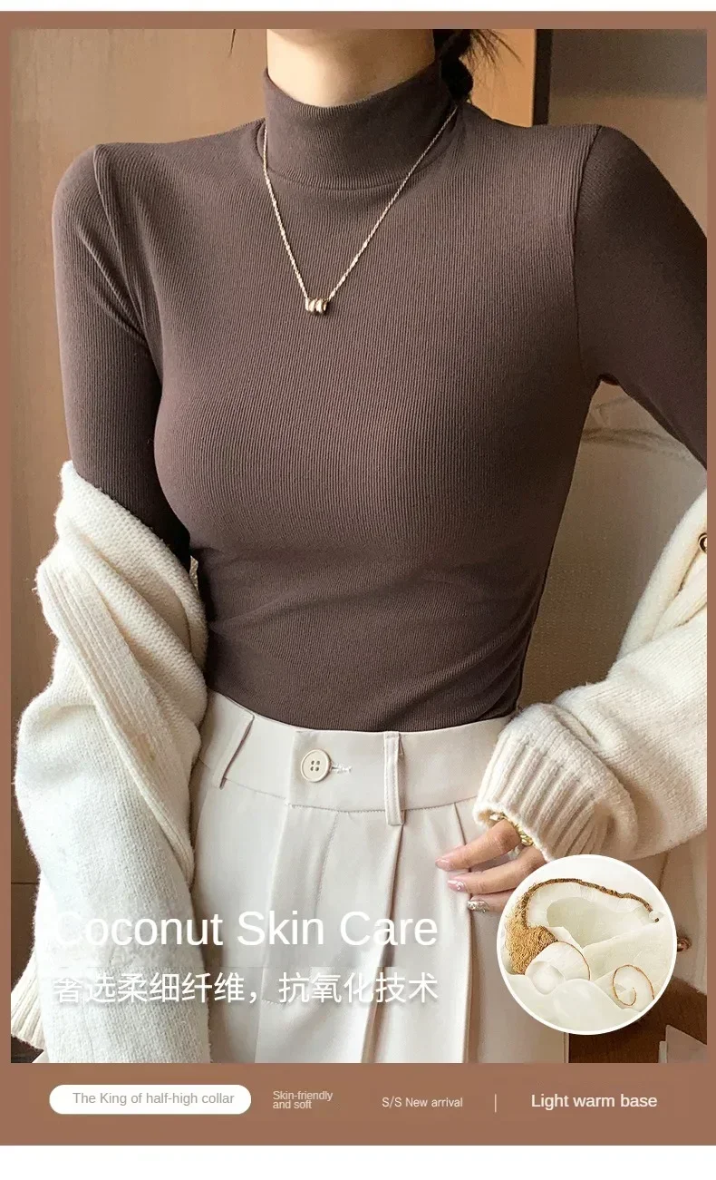 Women Autumn Winter Turtleneck Sweater Vintage Solid Basic Knitted Tops Casual Slim Pullover Korean Fashion Simple Chic Jumpers