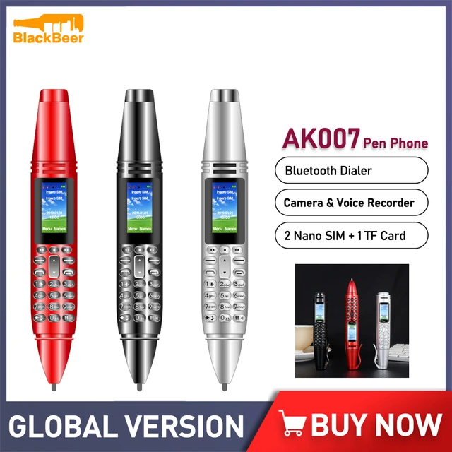 UNIWA AK007 0.96" Pen Phone With Dual SIM 2G GSM CellPhone BT V3.0 Screen Mobile Phone Dialer Magic Voice MP3 FM Voice Recorder