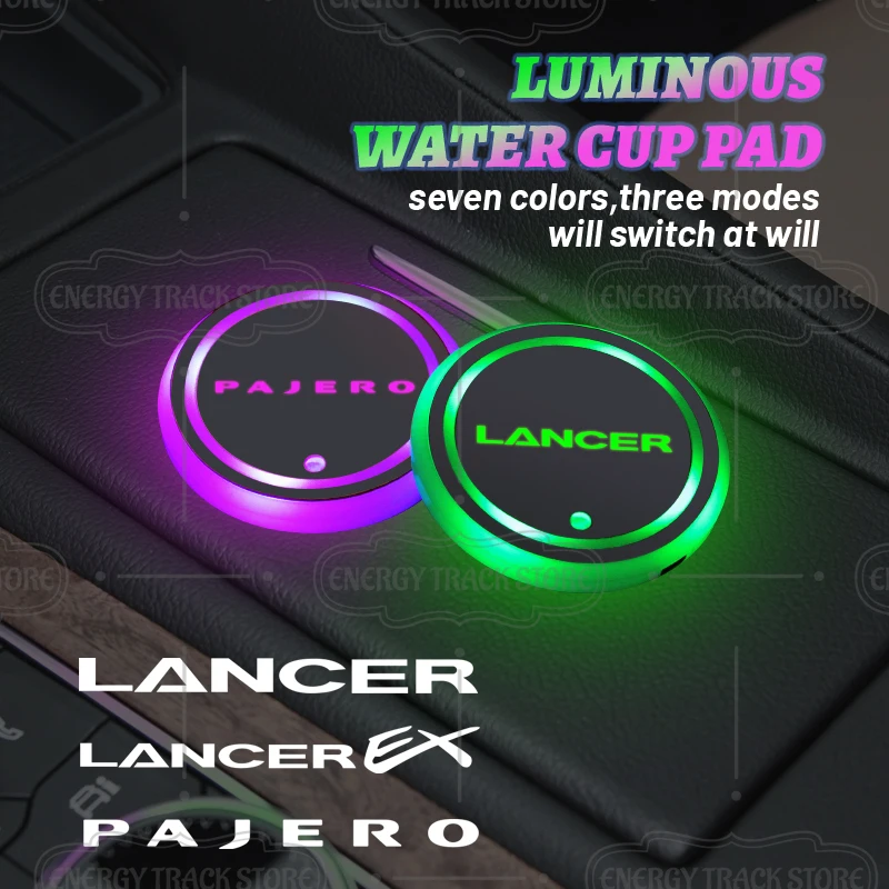 1/2 шт. для Mitsubishi Pajero Lancer EX Ralli, искусство, эмблема, светодиодная лампа, подставка для чашки с водой, коврик