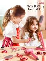 Jouets de maquillage pour enfants, Kit de Simulation de coupe de cheveux, sèche-cheveux, jeu de rôle, jouets éducatifs pour filles, cadeaux de jeu 4