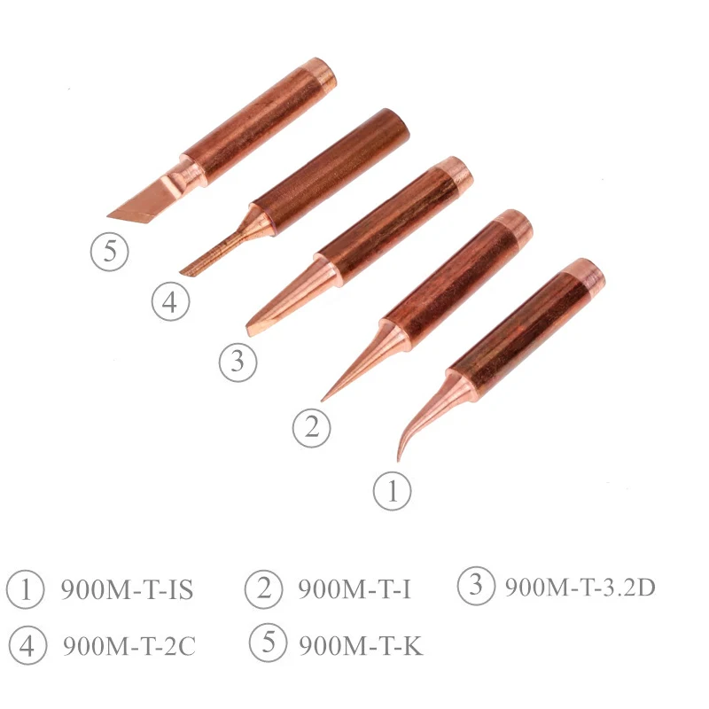 Pure Copper Soldering Iron Tip I + B + K + 2.4D + 3C Soldering Station Solder Iron Welding Tip Head Top Sting BGA Lead-free Tools 1/5pcs soldering iron kit soldering iron set electric soldering iron soldering iron