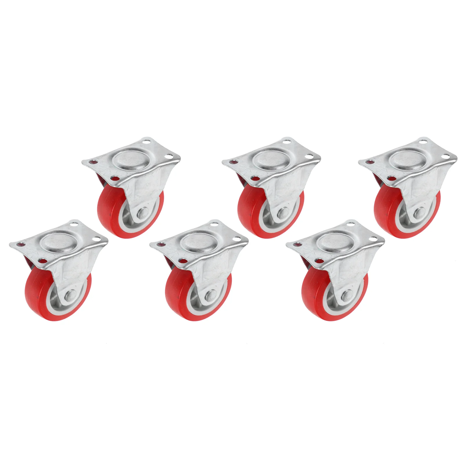 

6 Pcs Rubber Caster Wheels Heavy Duty Furniture No Swivel Plate Casters Iron Industrial